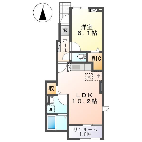 マドベーゼ(1LDK/1階)の間取り写真