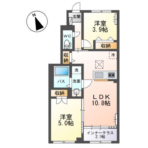 森合アパートA棟(2LDK/1階)の間取り写真
