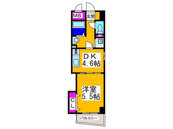 リアルなかもず(1DK/2階)の間取り写真