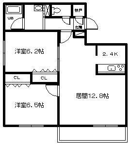 ベルオーブドゥ(2LDK/3階)の間取り写真