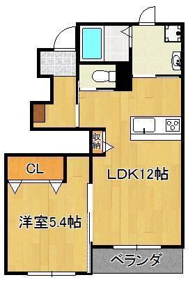 エルガーデン(1LDK/1階)の間取り写真