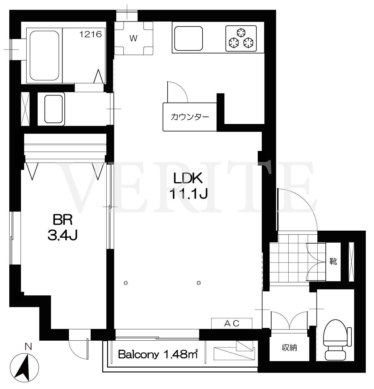 ルナ池ノ上II(1LDK/2階)の間取り写真