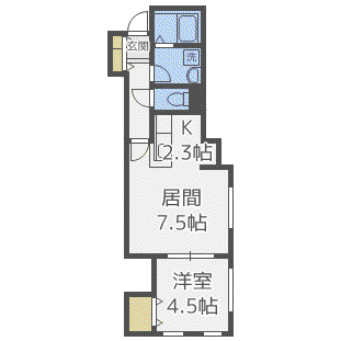 プランドール北郷(1LDK/2階)の間取り写真