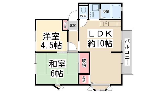 サニーハイツ(2LDK/2階)の間取り写真
