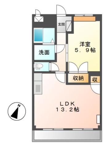 グランディールI(1LDK/3階)の間取り写真