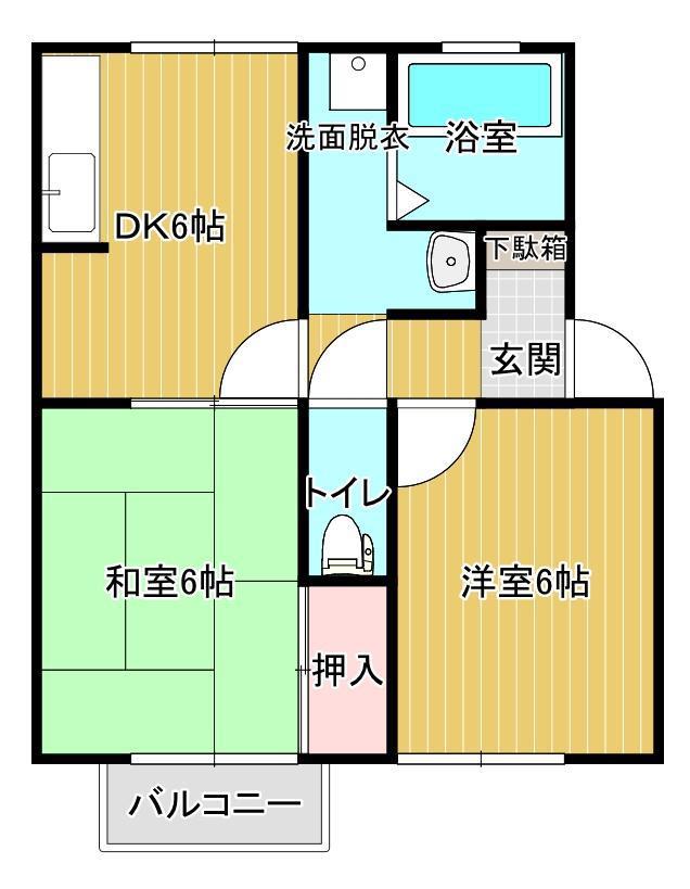 セジュールさつきII(2DK/2階)の間取り写真