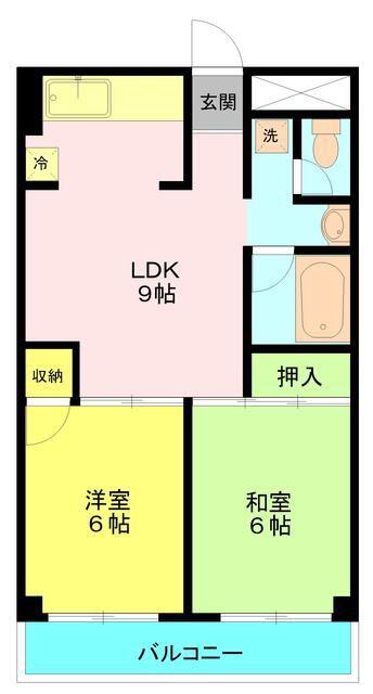 石渡ビル(2LDK/4階)の間取り写真