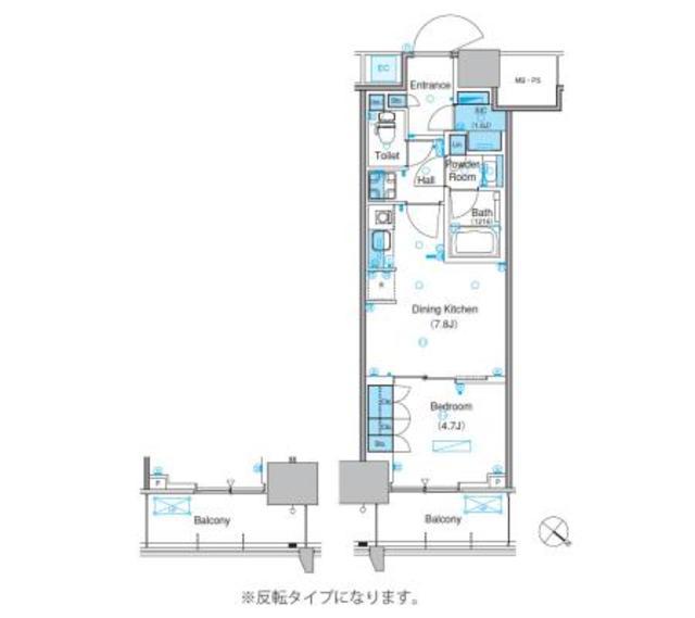 パークアクシス豊洲キャナル(1DK/13階)の間取り写真