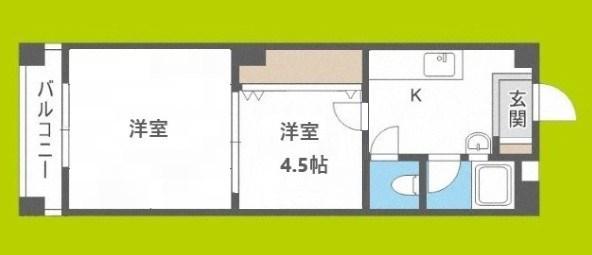 トーカイプラザ1号館(2DK/3階)の間取り写真