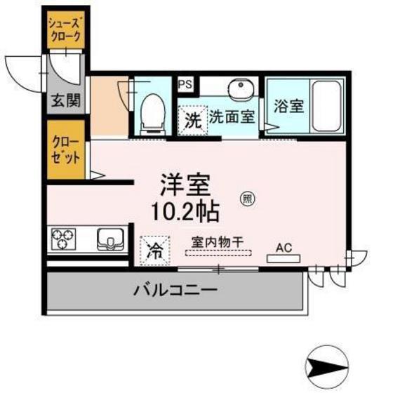 シャルール(ワンルーム/2階)の間取り写真
