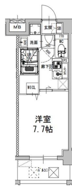 ミラージュパレス新梅田RIO(1K/4階)の間取り写真