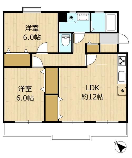 つづきの丘レジデンス参番館(2LDK/4階)の間取り写真