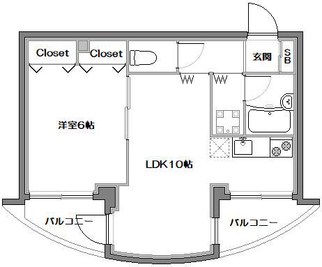 ハイマット旗の台(1LDK/3階)の間取り写真