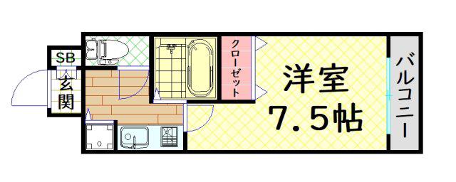 プレサンス中之島公園南(1K/4階)の間取り写真