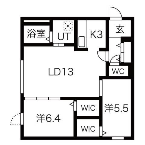 ブルーイング平岸(2LDK/4階)の間取り写真