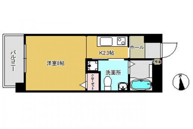 ハイグランデ矢上(1K/6階)の間取り写真