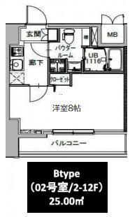 エスレジデンス八丁堀ウーナ(1K/4階)の間取り写真