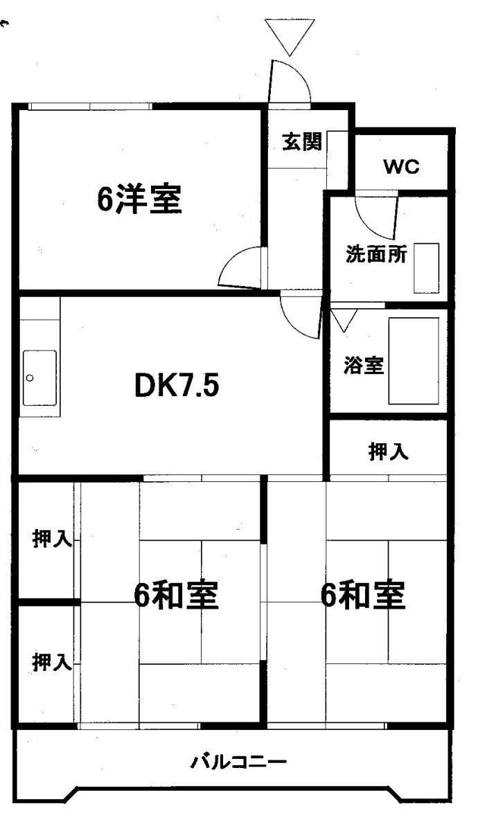 敷田ビル5(3DK/3階)の間取り写真