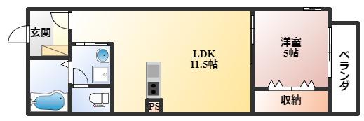 HERBE豊中曽根(1LDK/3階)の間取り写真