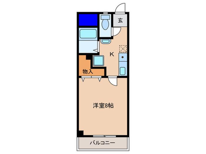 マンションきのこの森(1K/2階)の間取り写真