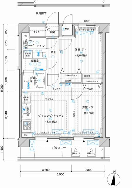 メインステージ押上IV(2DK/5階)の間取り写真