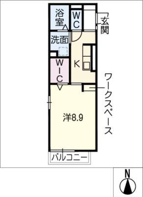 フルール黒野(1K/1階)の間取り写真