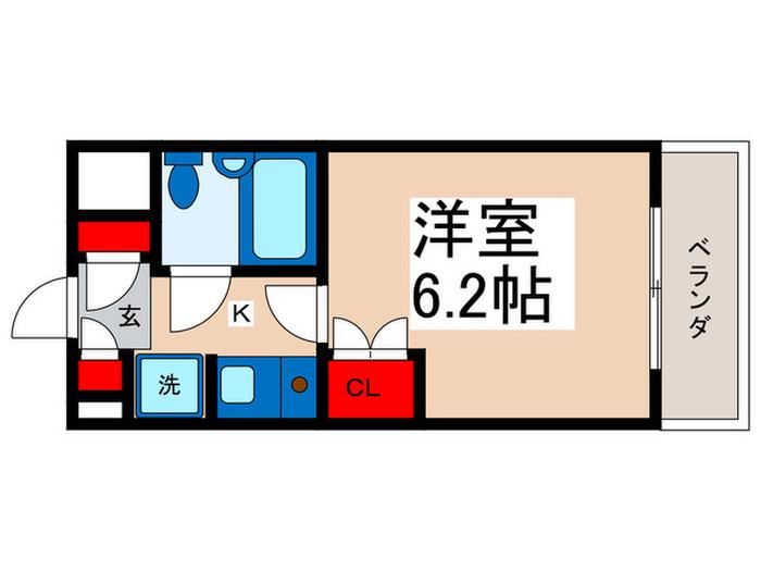 ウラヤスプラザ(1K/4階)の間取り写真