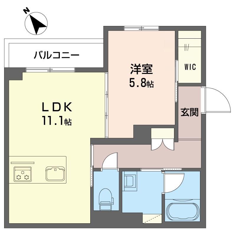 ディアコート T(1LDK/1階)の間取り写真
