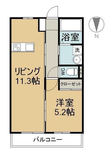 イデアーレ中庄B(1LDK/1階)の間取り写真