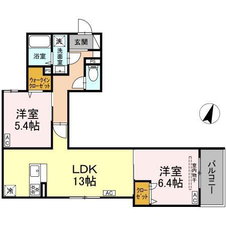 セレスティア鷺宮II(2LDK/2階)の間取り写真