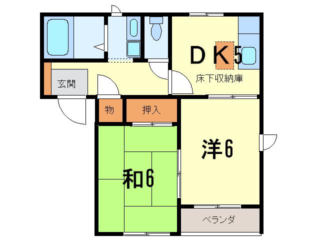 グリーンパ-クA棟(2DK/1階)の間取り写真