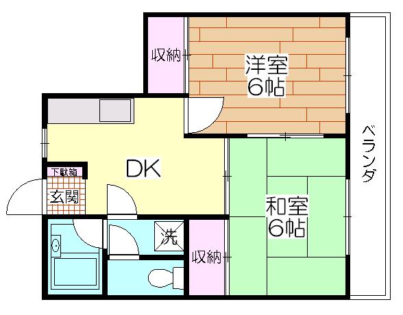 メゾン和合(2DK/2階)の間取り写真