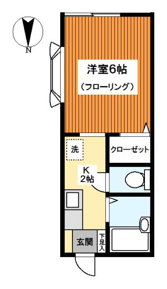 メゾンパークスN(1K/1階)の間取り写真