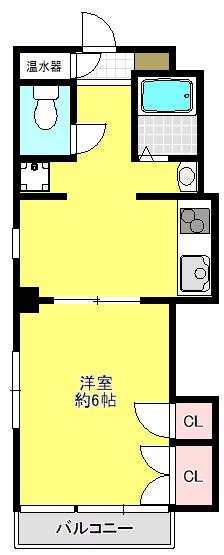 ロッヂングオゾン(1DK/3階)の間取り写真