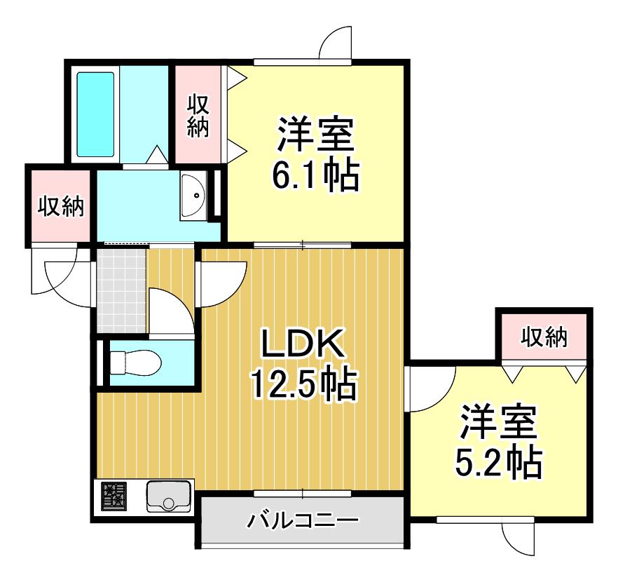 OFFSHORE(2LDK/1階)の間取り写真