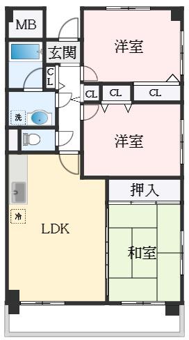 アベニール羽衣(3LDK/2階)の間取り写真
