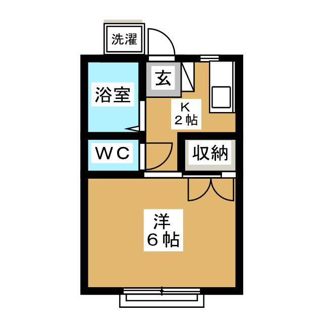 マツミハイムB(1K/1階)の間取り写真