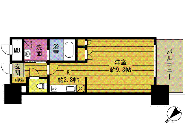 RJRプレシア大分駅前(1K/13階)の間取り写真