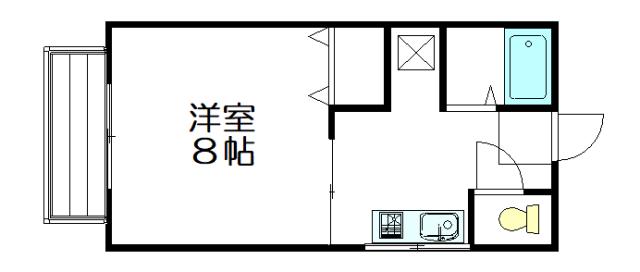 庄原ハイツ(1K/1階)の間取り写真