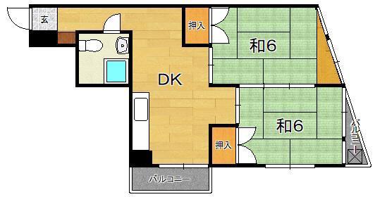 岩原ファーストマンション(2DK/4階)の間取り写真