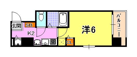 プレサンス三宮東アルバーナ(ワンルーム/10階)の間取り写真