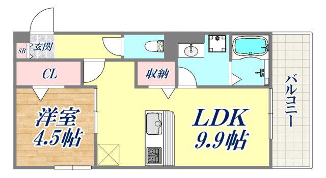 クローバー富士1号館(1LDK/2階)の間取り写真