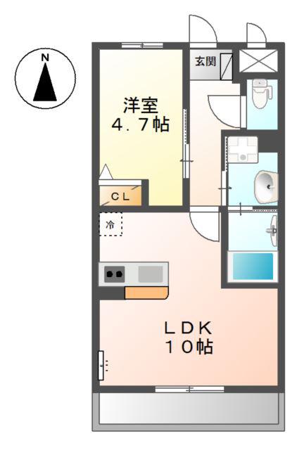 ヴェルデみなみ(1LDK/1階)の間取り写真