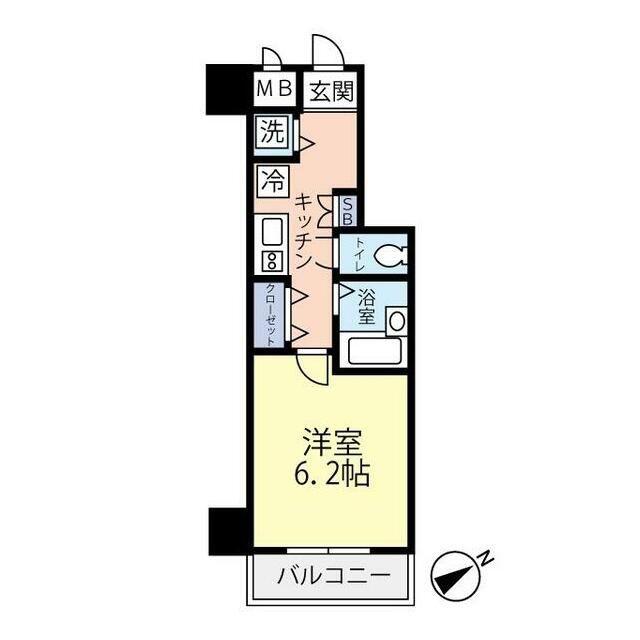 グランヴァン東中野III(1K/2階)の間取り写真