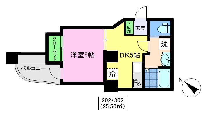 ユイマール(1K/3階)の間取り写真