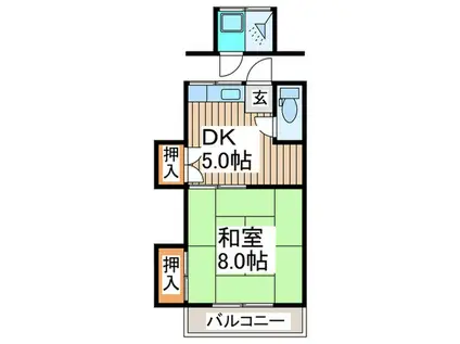 上原荘(1DK/2階)の間取り写真