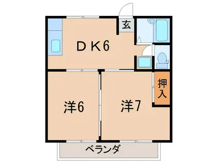 グリーンハイツ小幡(2DK/2階)の間取り写真