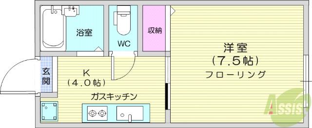 エクセルコートK(1K/1階)の間取り写真