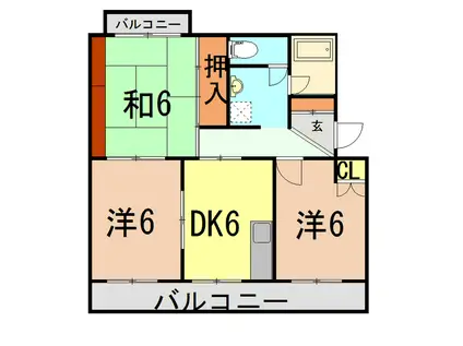 マンションセントラルフジ(3DK/4階)の間取り写真