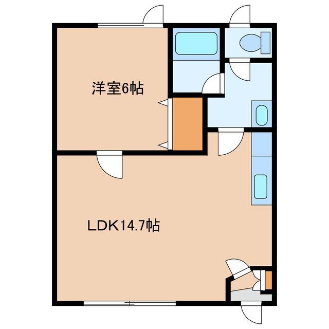 レストはまなす昭和A棟(1LDK/1階)の間取り写真